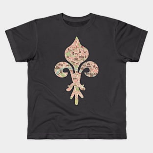 Fleur-de-lis cut from 1911 Paris Monuments Map Kids T-Shirt